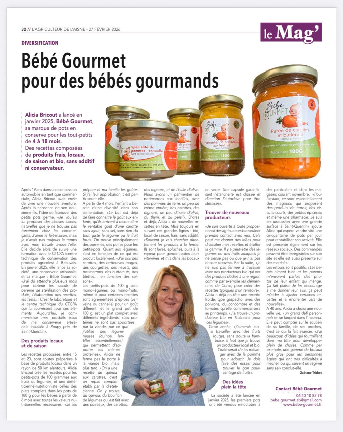 Article de presse - On parle de Bébé Gourmet -
