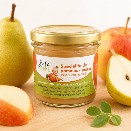 Petit pot bébé - Compote  de  Pomme - Poire - à partir de 4 mois
