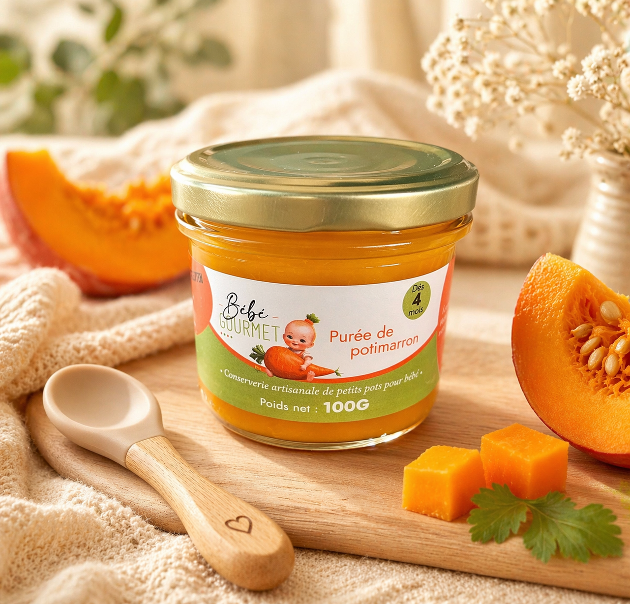 Petit pot bébé - Purée de Potimarron bio- à partir de 4 mois