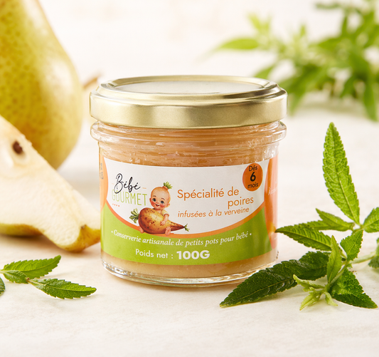 Petit pot bébé - Compote de poire  bio infusée à la verveine - à partir de 6 mois